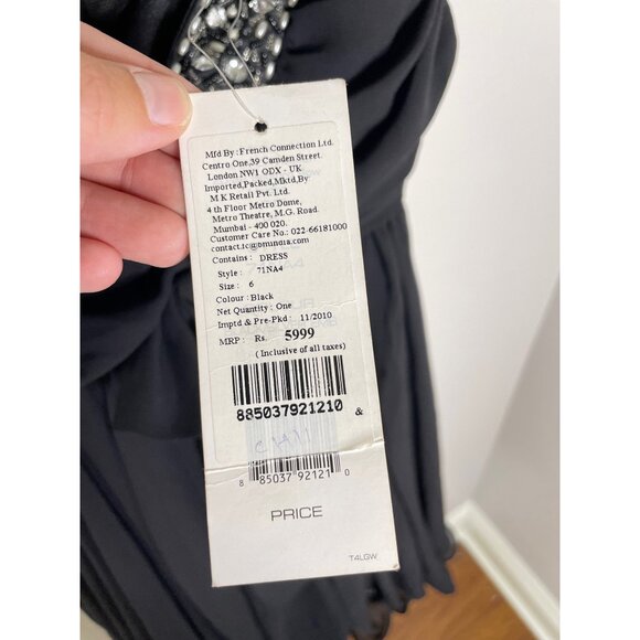 French Connection Pretty Penelope Strappy Dress Size 6 Black Rhinestone New - Picture 10 of 12